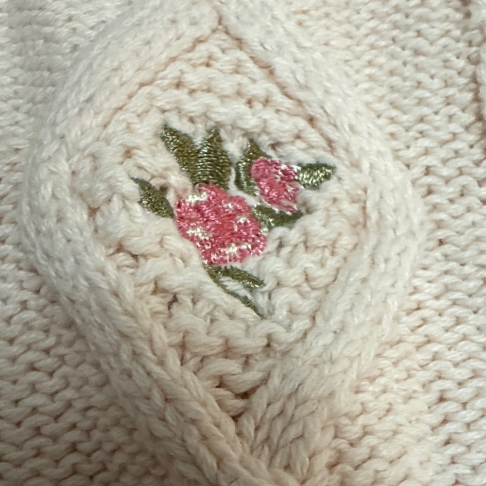 Pink Floral Knit Baby One-Piece Bodysuit - Picture 7 of 7